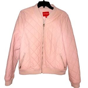 Guess pink quilted leather jacket size XL
